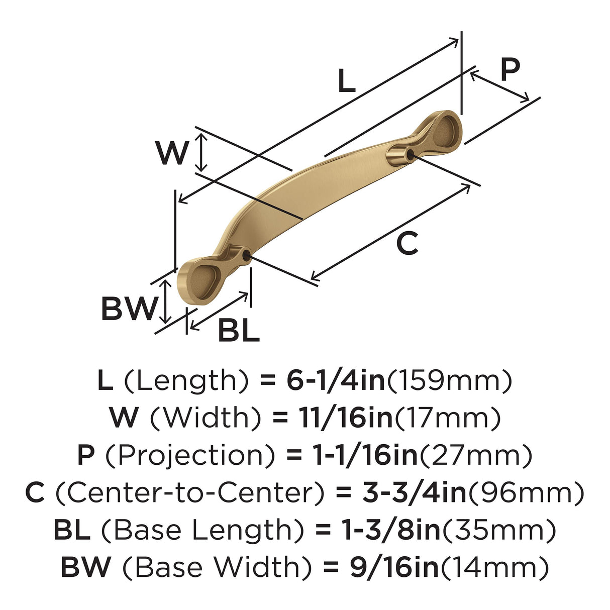 Amerock Cabinet Pull Champagne Bronze 3-3/4 in (96 mm) Center-to-Center Drawer Pull Inspirations Kitchen and Bath Hardware Furniture Hardware