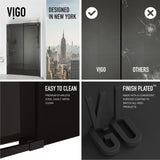 VIGO Adjustable 68-72" W x 74" H Elan Frameless Sliding Shower Door with Black Tint Tempered Glass, Reversible Handle in Matte Black