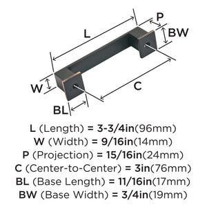 Amerock Cabinet Pull Oil Rubbed Bronze 3 inch (76 mm) Center to Center Appoint 1 Pack Drawer Pull Drawer Handle Cabinet Hardware