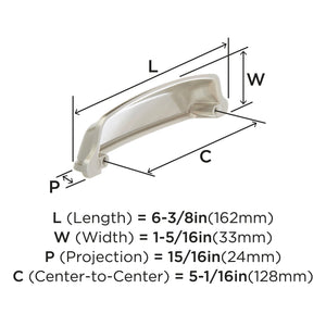 Amerock Cabinet Cup Pull Satin Nickel 5-1/16 inch (128 mm) Center-to-Center Stature 1 Pack Drawer Pull Drawer Handle Cabinet Hardware