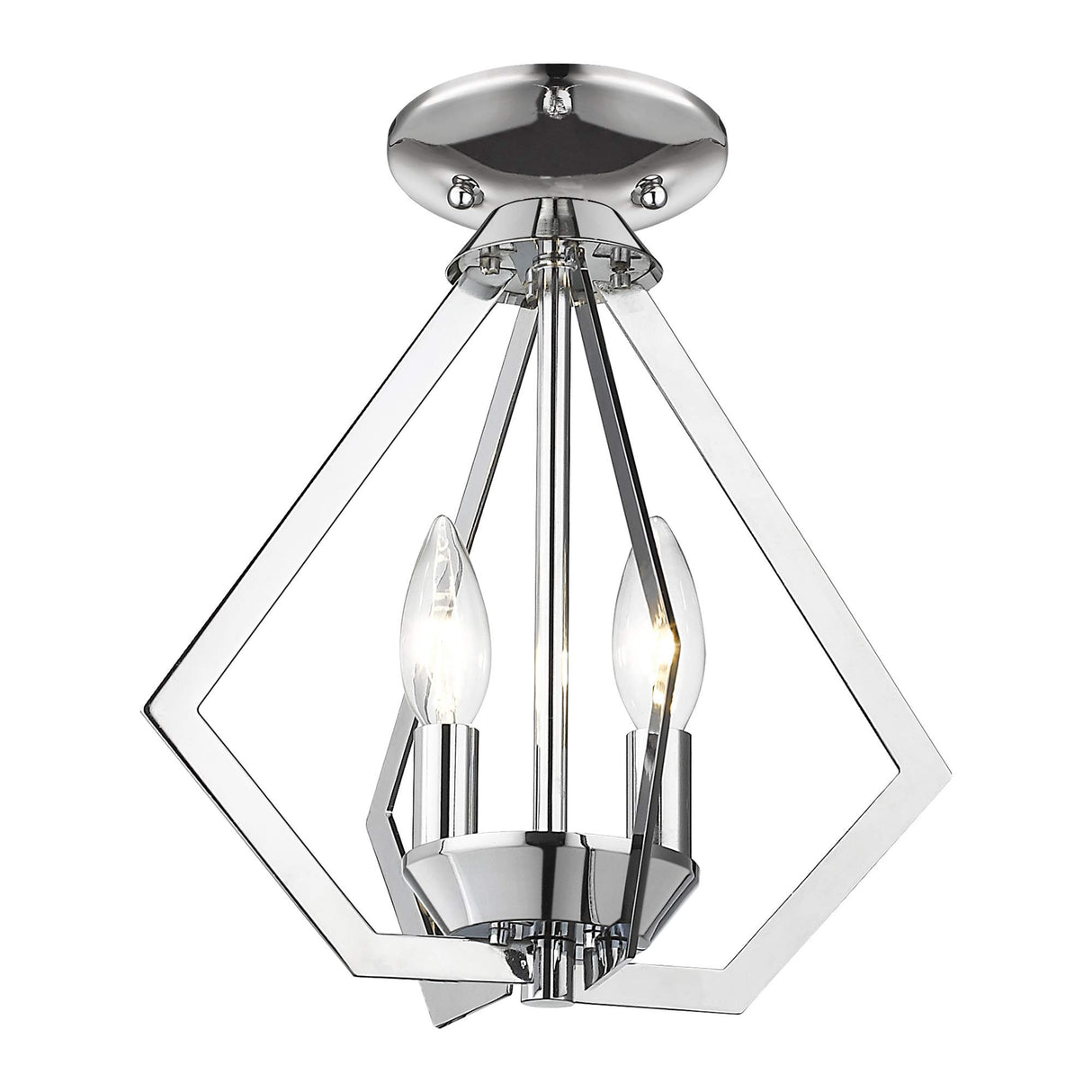 Livex 40922-05 Transitional Two Light Mini Chandelier/Ceiling Mount from Prism Collection Finish, Polished Chrome