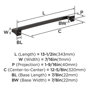 Amerock BP53537ORB Oil Rubbed Bronze Cabinet Pull 12-5/8 in (320 mm) Center-to-Center Cabinet Handle Mulholland Drawer Pull Kitchen Cabinet Handle Furniture Hardware