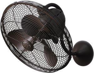 Matthews Fan LL-TB Laura 90° oscillating 3-speed wall fan in textured bronzed finish.