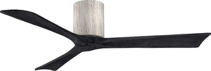 Matthews Fan IR3H-BW-BK-52 Irene-3H three-blade flush mount paddle fan in Barn Wood finish with 52” solid matte black wood blades. 