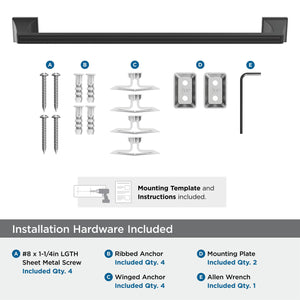 Amerock BH36023MB Matte Black Towel Bar 18 in (457 mm) Towel Rack Mulholland Bathroom Towel Holder Bathroom Hardware Bath Accessories