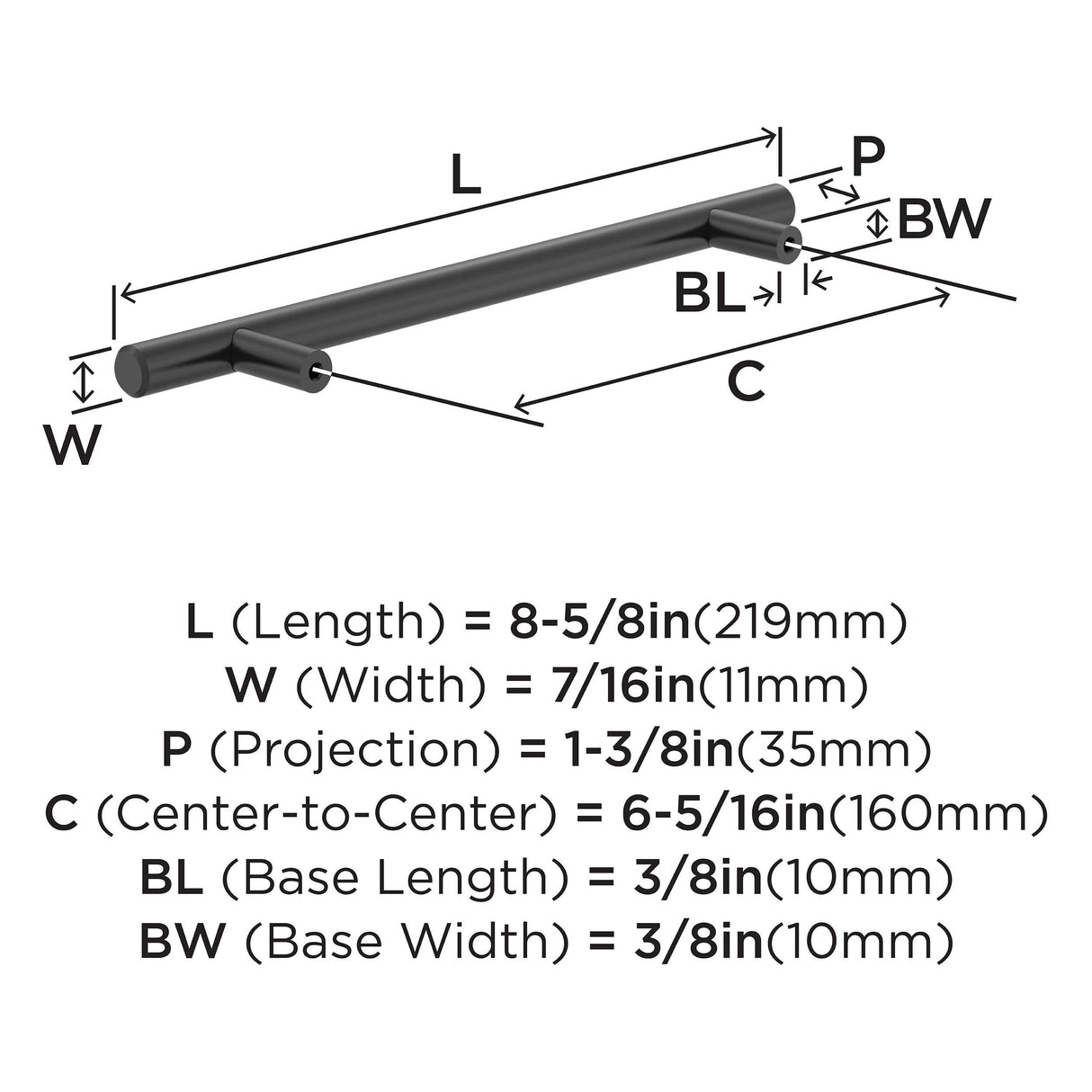 Amerock BP40520BBR Black Bronze Cabinet Pull 6-5/16 inch (160mm) Center-to-Center Cabinet Hardware Bar Pulls Furniture Hardware Drawer Pull