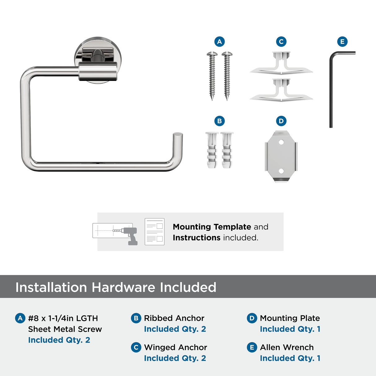 Amerock BH26541PSS Polished Stainless Steel Towel Bar 6-7/16 in (164 mm) Length Towel Holder Arrondi Hand Towel Holder for Bathroom Wall Small Kitchen Towel Holder Bath Accessories