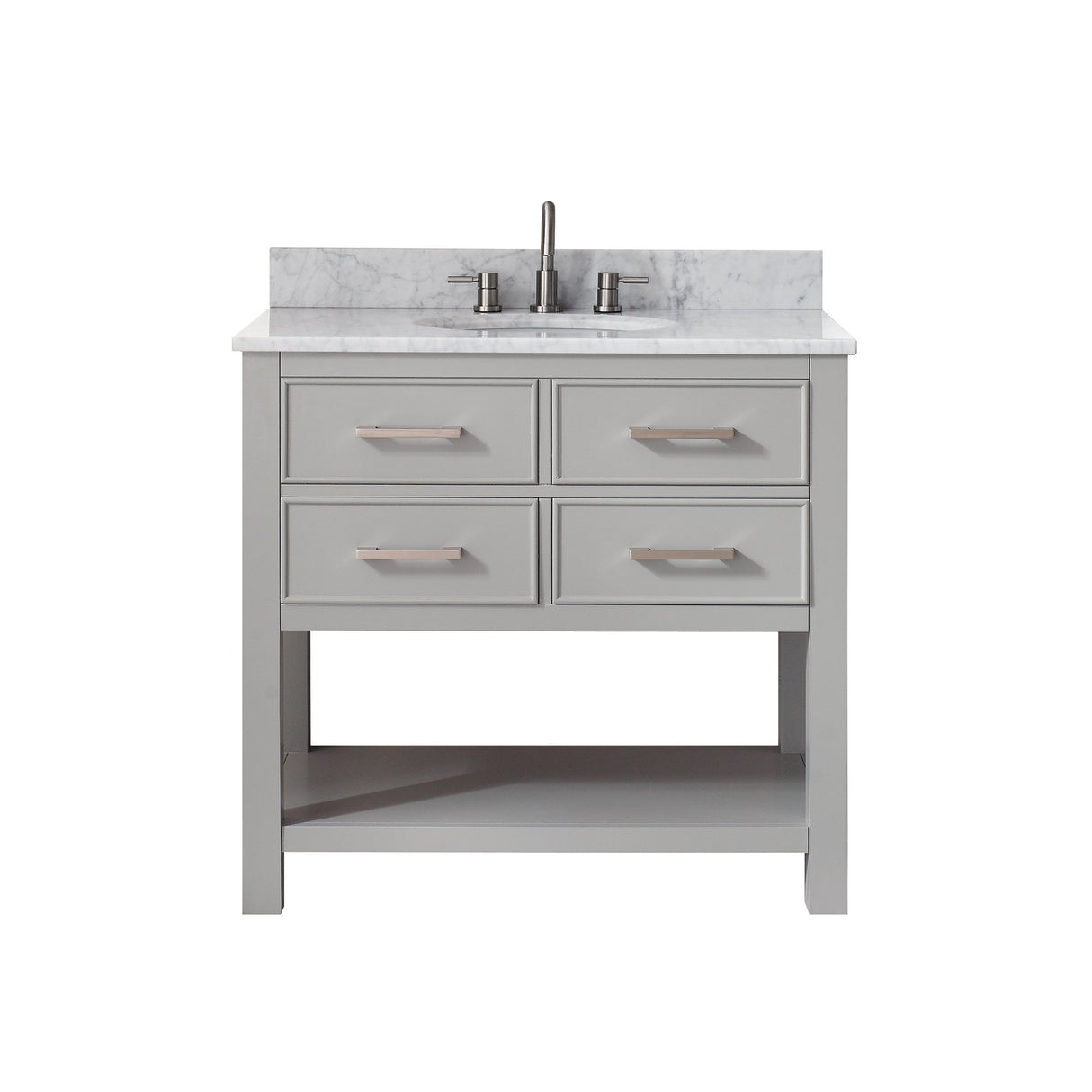 Avanity Brooks 37 in. Vanity in Chilled Gray finish with Carrara White Marble Top