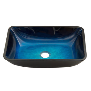VIGO Turquoise Water 18.125 inch L x 13 inch W Over the Counter Freestanding Glass Rectangular Vessel Bathroom Sink in Turquoise Water - Sink for Bathroom VG07068