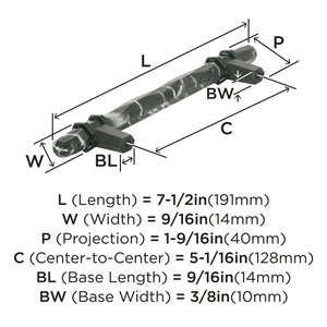 Amerock BP36649MBKBBR Carrione Cabinet Pull, 5-1/16 in (128 mm) Center-to-Center, Marble Black/Black Bronze