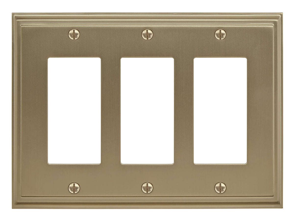 Amerock Wall Plate Golden Champagne 3 Rocker Switch Plate Cover Mulholland 1 Pack Decora Wall Plate Light Switch Cover