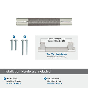 Amerock Cabinet Pull Polished Nickel/Stainless Steel 3inch & 3-3/4 inch (76mm & 96 mm) Center to Center Esquire 1 Pack Drawer Pull Drawer Handle Cabinet Hardware