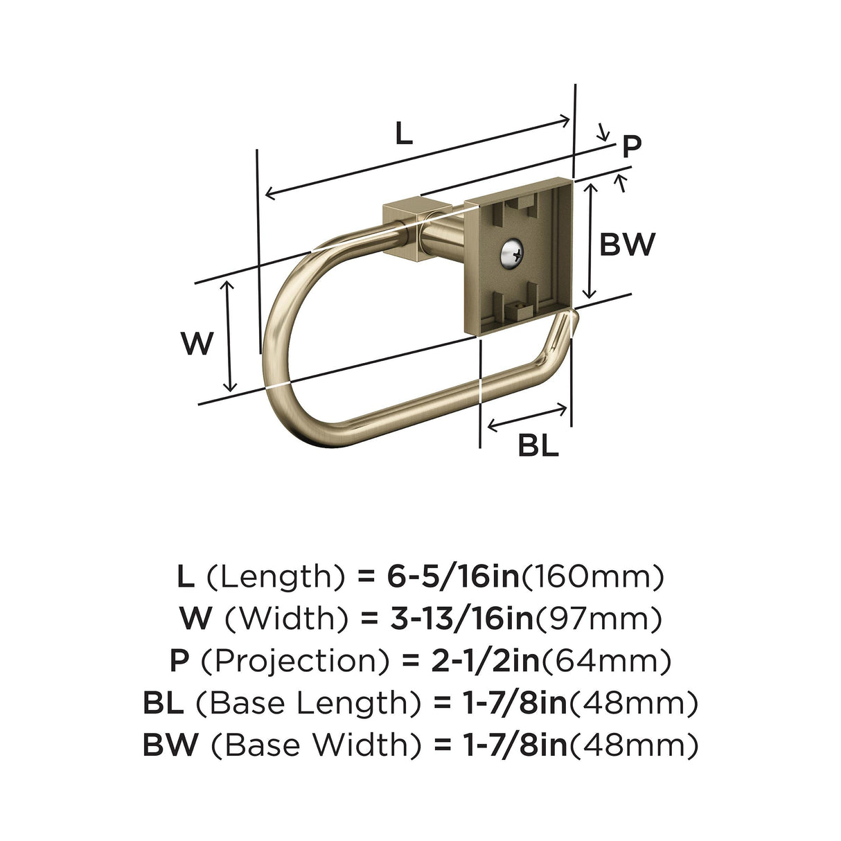 Amerock BH36071BBZ Golden Champagne Single Post Toilet Paper Holder 7-1/16 in. (179 mm) Length Toilet Tissue Holder Appoint Bath Tissue Holder Bathroom Hardware Bath Accessories