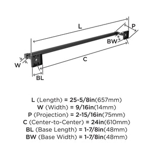 Amerock BH36074MB Matte Black Towel Bar 24 in (610 mm) Towel Rack Appoint Bathroom Towel Holder Bathroom Hardware Bath Accessories