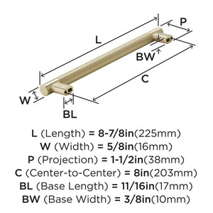 Amerock Kitchen Cabinet Pull Golden Champagne 8 in (203 mm) Center-to-Center Bronx 1 Pack Furniture Hardware Cabinet Handle Bathroom Drawer Pull