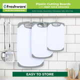 Freshware Cutting Boards for Kitchen, Chopping Board 3-Pack with Different Sizes, Juice Grooves and Non Slip Handles - Reversible, Large Cutting Board Set - Dishwasher Safe - Gray