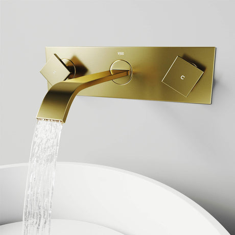 VIGO Titus 3.125 inch H Single Handle Bathroom Faucet in Matte Brushed Gold - Wall Mount Faucet - Rough-in Valve Included VG05002MG