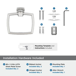 Amerock BH3603226 Chrome Towel Ring 6-13/16 in (173 mm) Length Towel Holder Revitalize Hand Towel Holder for Bathroom Wall Small Kitchen Towel Holder Bath Accessories