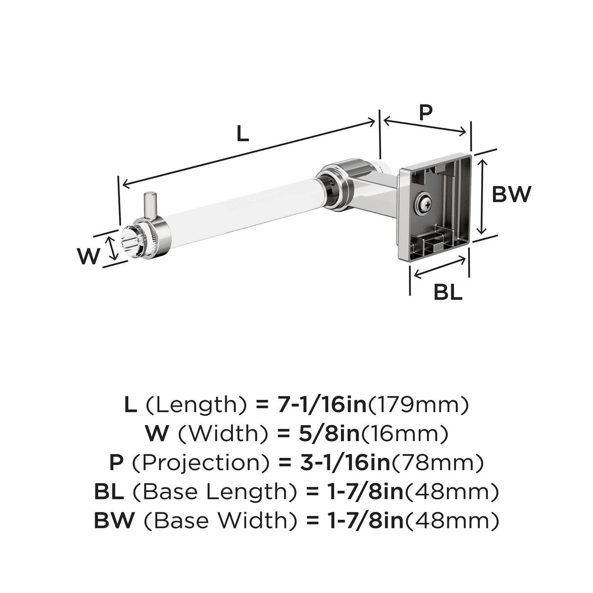 Amerock BH36061C26 Clear/Chrome Single Post Toilet Paper Holder 7-1/16 in. (179 mm) Length Toilet Tissue Holder Glacio Bath Tissue Holder Bathroom Hardware Bath Accessories