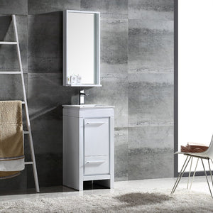 Fresca FVN8118WH Fresca Allier 16" White Modern Bathroom Vanity w/ Mirror