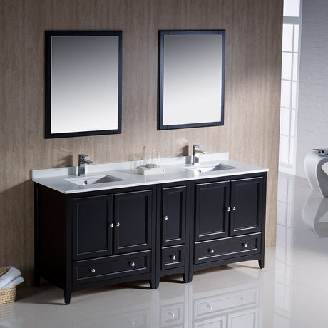 Fresca FVN20-301230ES Fresca Oxford 72" Espresso Traditional Double Sink Bathroom Vanity