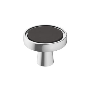 Amerock Cabinet Knob Polished Chrome/Matte Black 1-3/8 inch (35 mm) Diameter Mergence 1 Pack Drawer Knob Cabinet Hardware