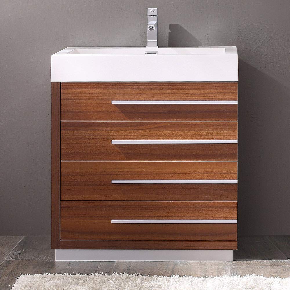 Fresca FCB8030WH-I Fresca Livello 30" White Modern Bathroom Cabinet w/ Integrated Sink