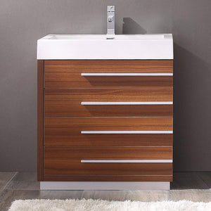 Fresca FCB8030WH-I Fresca Livello 30" White Modern Bathroom Cabinet w/ Integrated Sink
