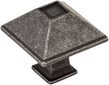 Jeffrey Alexander 602S-SIM 1-1/4" Overall Length Distressed Antique Silver Square Tahoe Cabinet Knob