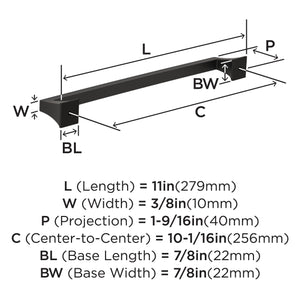 Amerock BP53536BBR Black Bronze Cabinet Pull 10-1/16 in (256 mm) Center-to-Center Cabinet Handle Mulholland Drawer Pull Kitchen Cabinet Handle Furniture Hardware