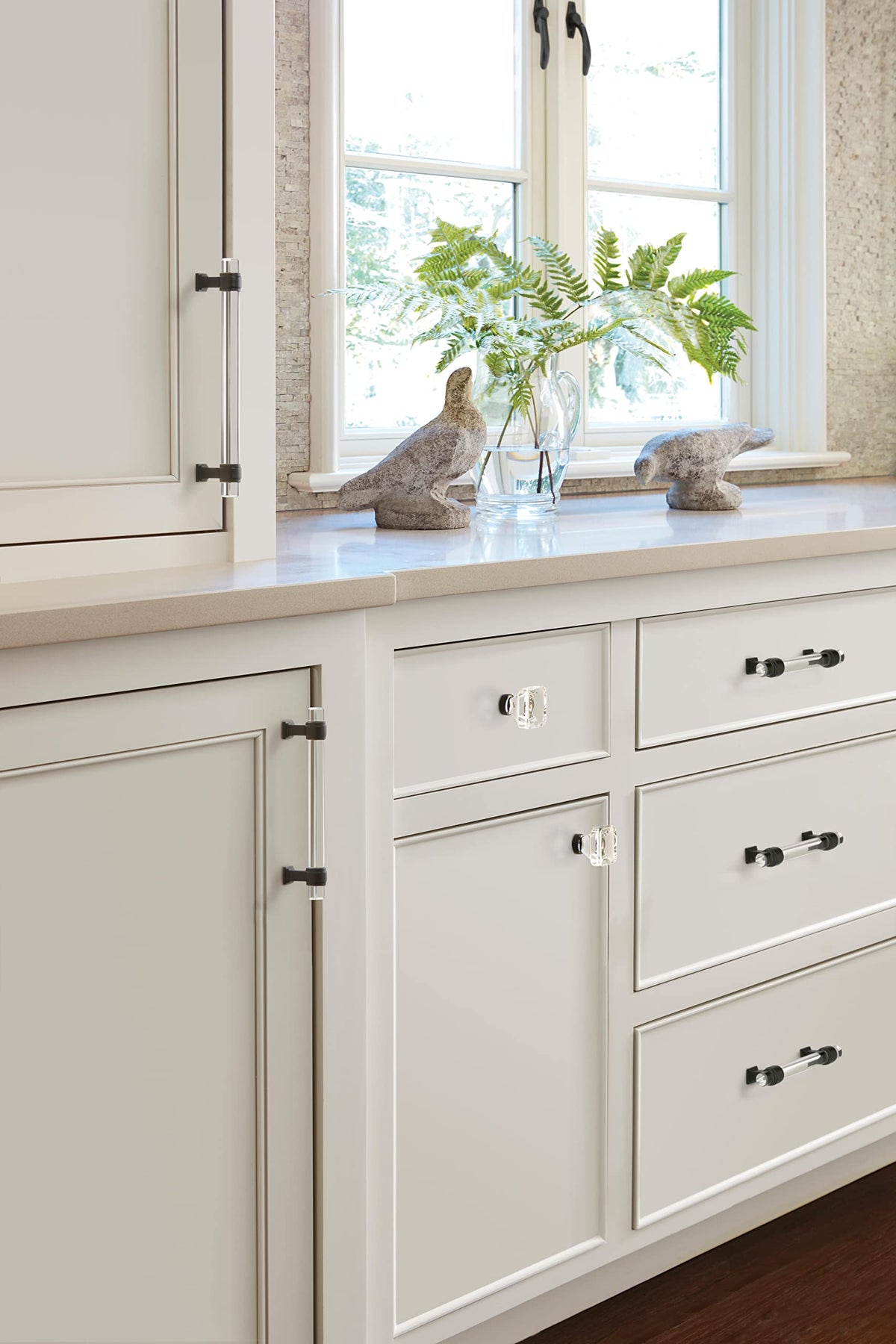 Amerock Cabinet Pull Clear/Black Bronze 3-3/4 inch (96 mm) Center to Center Glacio 1 Pack Drawer Pull Drawer Handle Cabinet Hardware