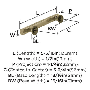 Amerock BP37104BBZ Everett 3-3/4 in (96 mm) Center-to-Center Golden Champagne Cabinet Pull Kitchen Cabinet Hardware Furniture Hardware Bathroom Drawer Handle