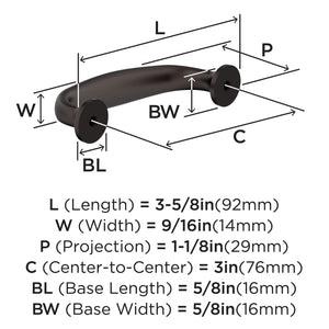 Amerock BP37395ORB Oil Rubbed Bronze Cabinet Pull 3 in (76 mm) Center-to-Center Cabinet Handle Renown Drawer Pull Kitchen Cabinet Handle Furniture Hardware