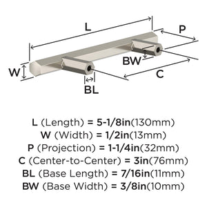Amerock BP37365G10 Satin Nickel Cabinet Pull 3 in (76 mm) Center-to-Center Cabinet Handle Caliber Drawer Pull Kitchen Cabinet Handle Furniture Hardware