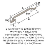 Amerock Appliance Pull Satin Nickel 12 inch (305 mm) Center to Center Highland Ridge 1 Pack Drawer Pull Drawer Handle Cabinet Hardware