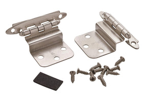 Amerock Cabinet Hinge 3/8 inch (10 mm) Inset Hinge Satin Nickel 2 Pack Non Self-Closing Hinge Face Mount Hinge Cabinet Door Hinge, 2.75 x 2 x 0.69 inches