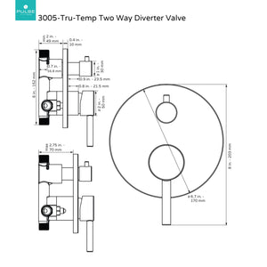 PULSE ShowerSpas 3005-RIVD-MB Two Way Tru-Temp Pressure Balance 1/2" Rough-In Valve with Matte Black Trim Kit