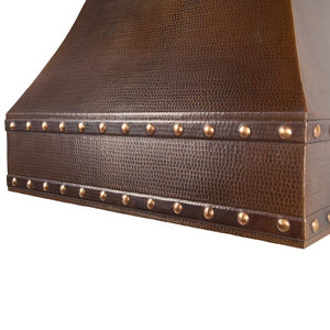 36 Inch 1250 CFM Hammered Copper Wall Mounted Correa Range Hood with Slim Baffle Filters