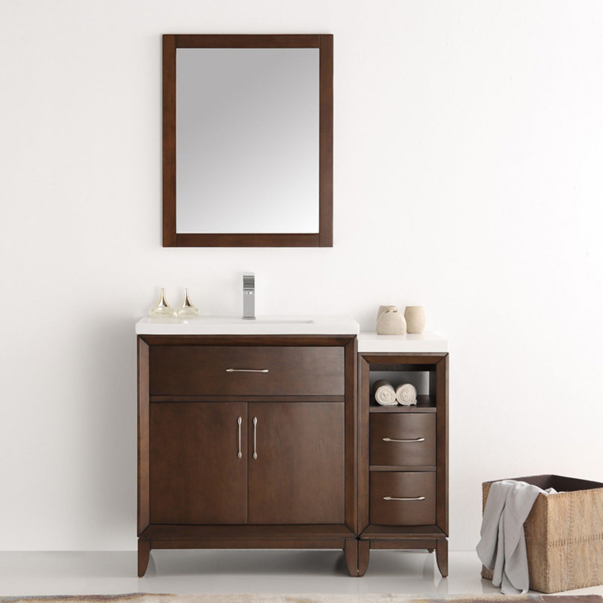 Fresca FVN21-3012AC Fresca Cambridge 42" Antique Coffee Traditional Bathroom Vanity w/ Mirror