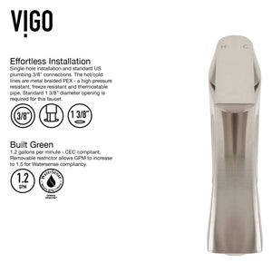 VIGO Linus 10.625 inch H Single Hole Single Handle Bathroom Faucet in Brushed Nickel - Vessel Sink Faucet VG03013BN