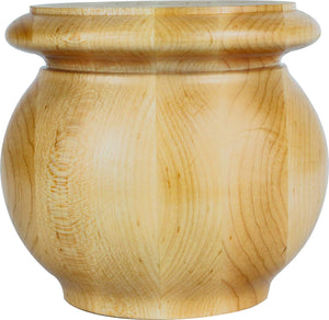 Hardware Resources BF16-1-RW 5" W x 5" D x 4-1/2" H Rubberwood Pot Belly Bun Foot