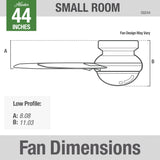 Hunter Fan Dempsey Low Profile Ceiling Fans with Lights and Remote, Flush Mount Ceiling Fan with Lights, Metal, Brushed Nickel Finish, 44 Inch LED