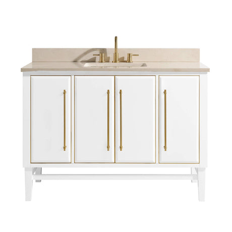 Avanity Mason 49 in. Vanity Combo in White with Gold Trim and Crema Marfil Marble Top