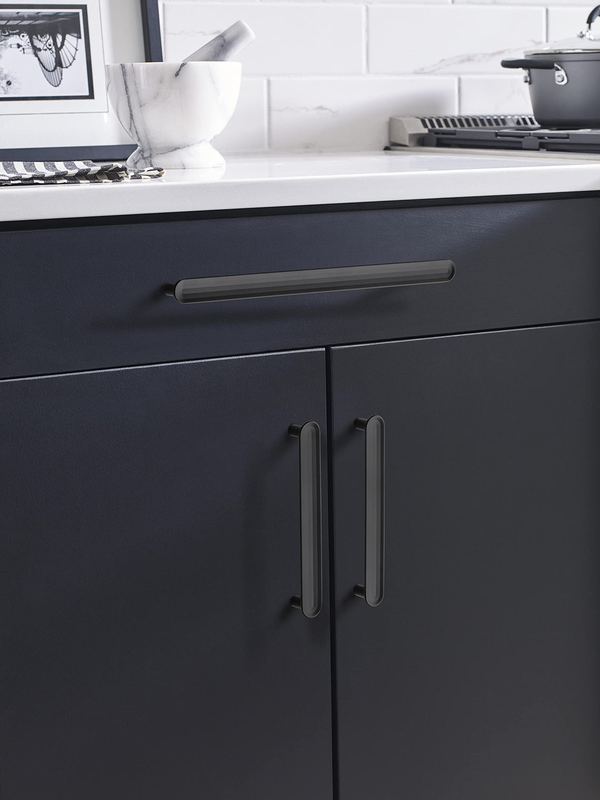 Amerock Cabinet Pull Matte Black 5-1/16 inch (128 mm) Center to Center Concentric 1 Pack Drawer Pull Drawer Handle Cabinet Hardware