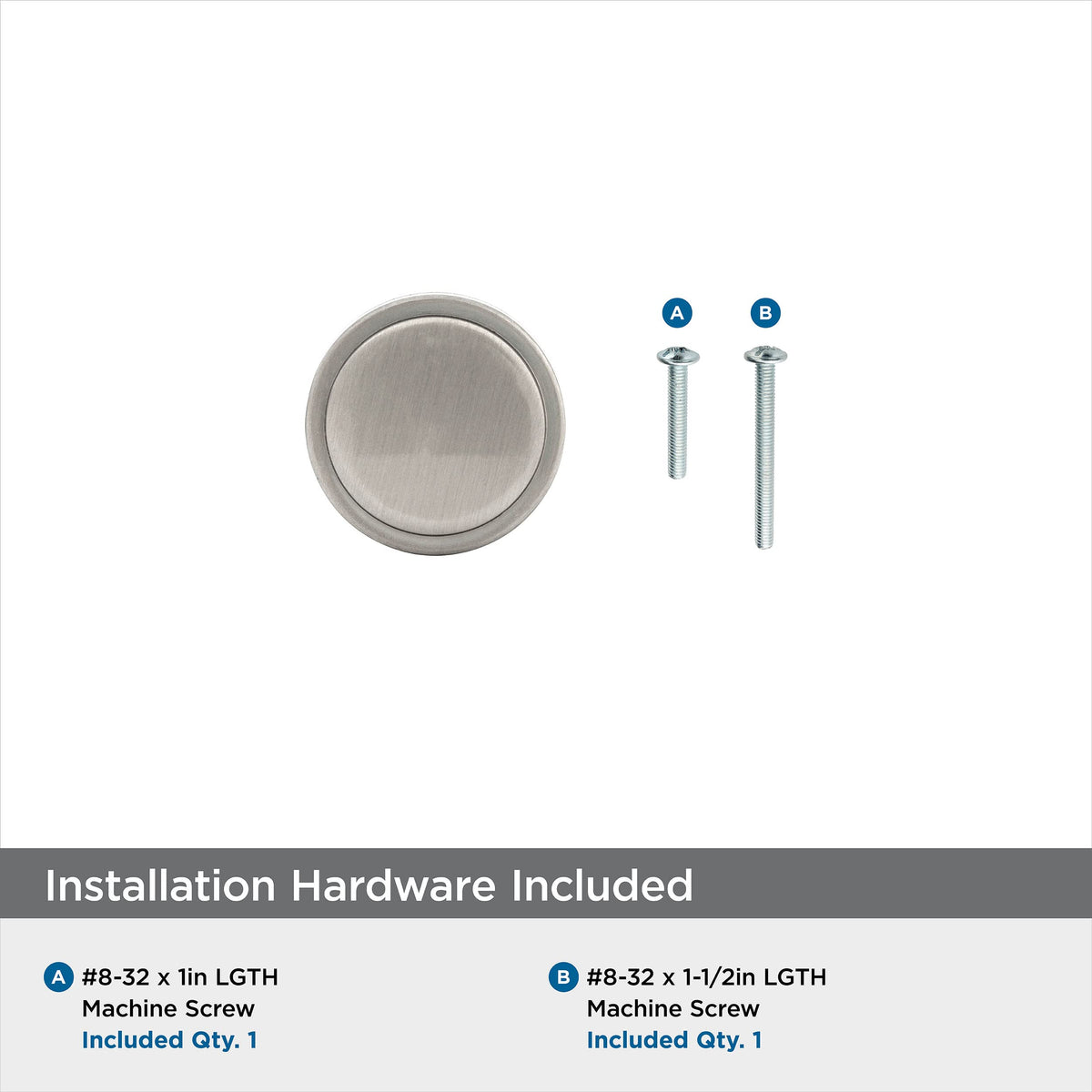 Amerock Cabinet Knob Satin Nickel 1-3/8 inch (35 mm) Diameter Oberon 1 Pack Drawer Knob Cabinet Hardware