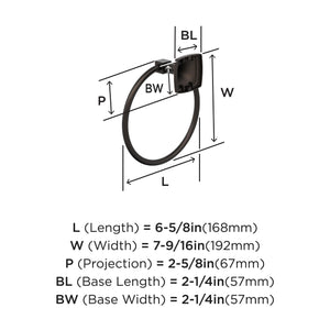 Amerock BH36092ORB Oil Rubbed Bronze Towel Ring 7-9/16 in (192 mm) Length Towel Holder Stature Hand Towel Holder for Bathroom Wall Small Kitchen Towel Holder Bath Accessories