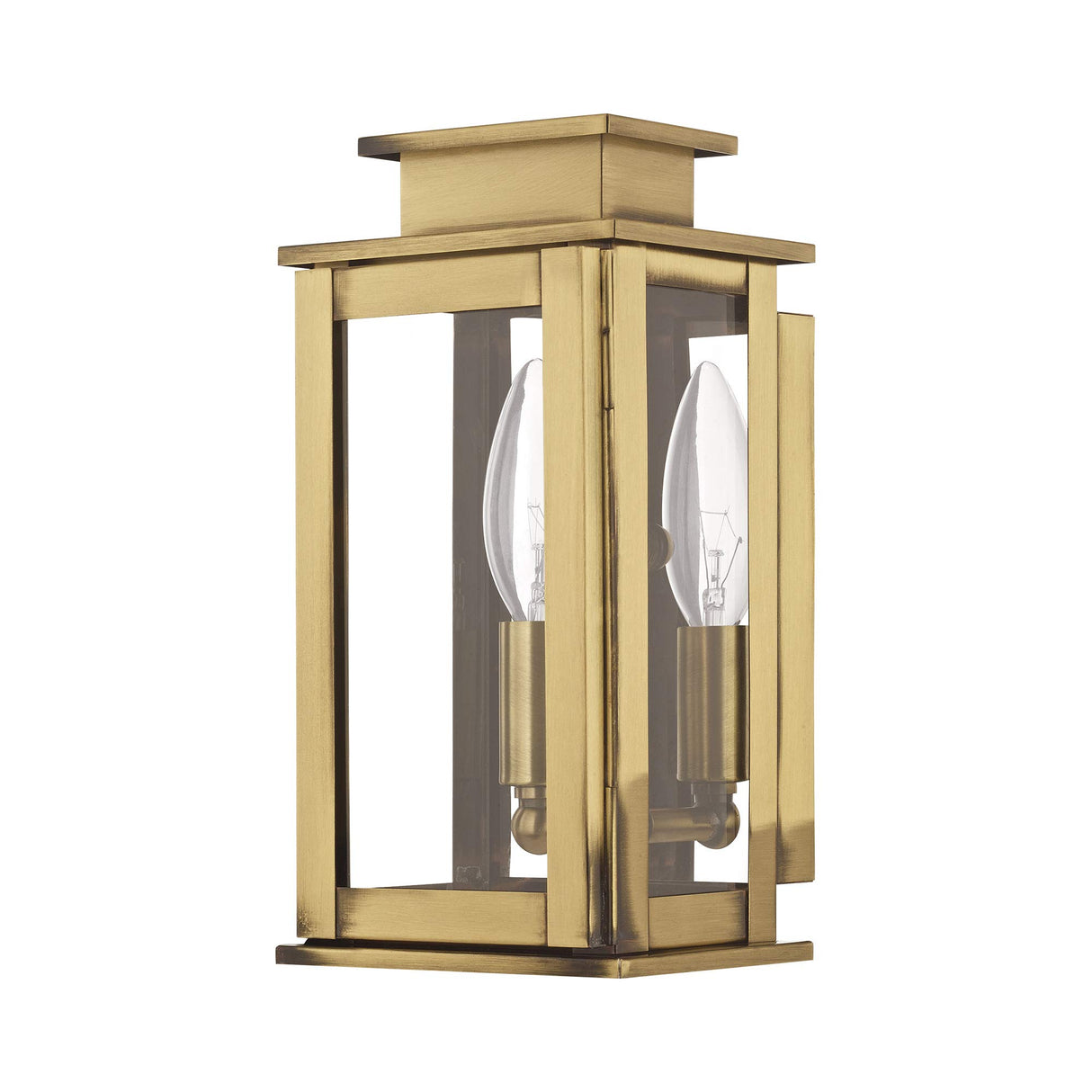 Livex Lighting 20191-01 Transitional One Light Outdoor Wall Lantern from Princeton Collection Finish, Antique Brass