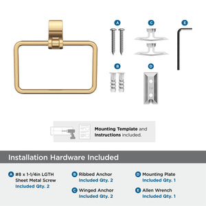Amerock BH36052CZ Champagne Bronze Towel Ring 5-1/4 in (133 mm) Length Towel Holder Davenport Hand Towel Holder for Bathroom Wall Small Kitchen Towel Holder Bath Accessories