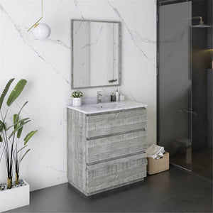 Fresca FVN3130ASH-FC Fresca Formosa 30" Floor Standing Modern Bathroom Vanity w/ Mirror in Ash