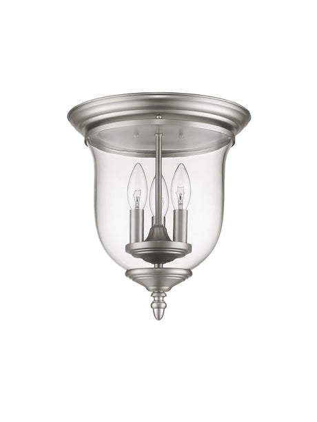 Livex Lighting 5021-91 Legacy 3 Light Brushed Nickel Flush Mount with Clear Glass